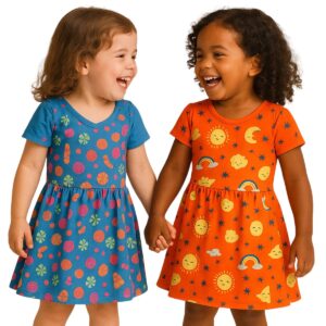 Vestidos Infantis Feminino Estampado Manga/Manga V/Sem Manga